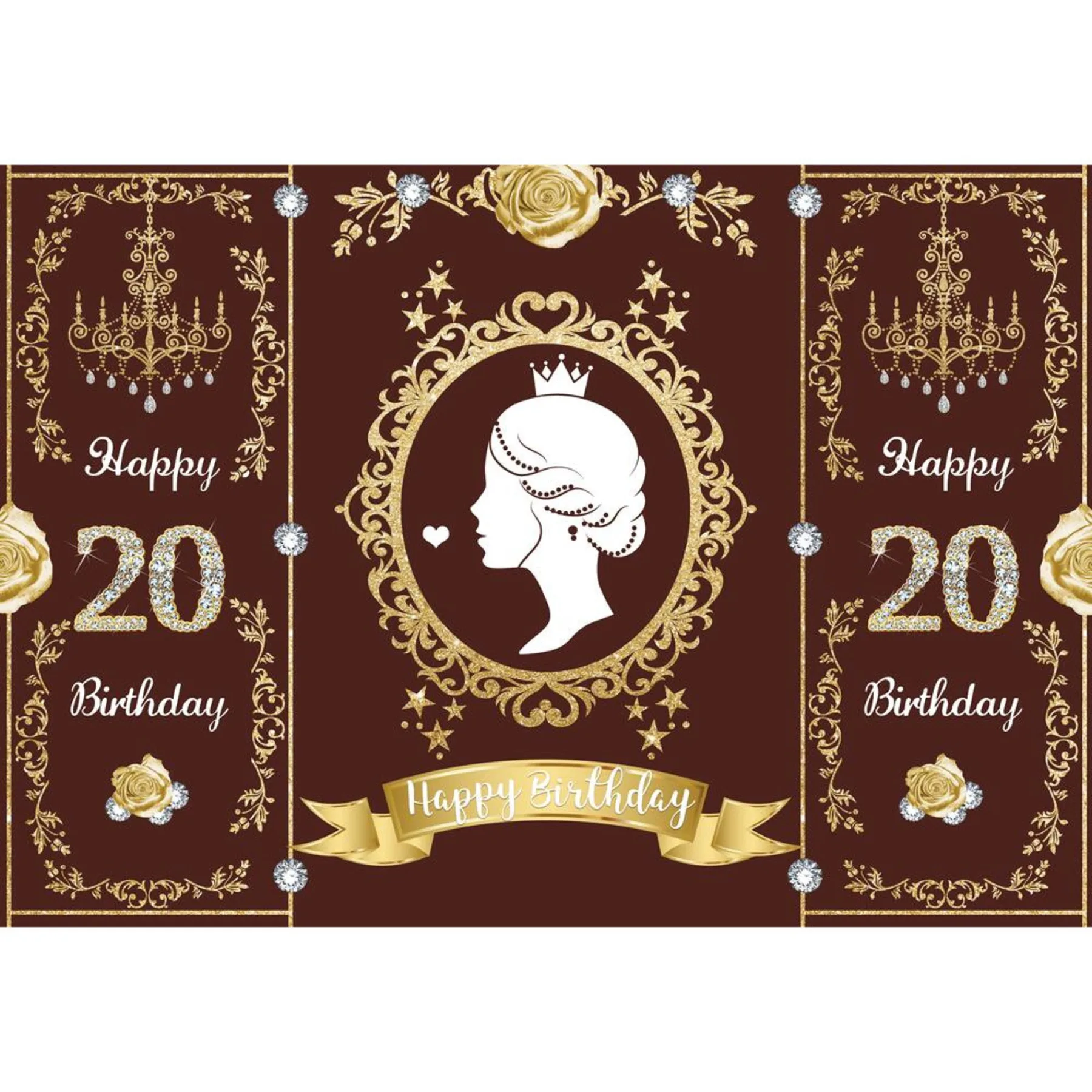 Allenjoy Princess Royal วันเกิดผู้ใหญ่ฉากหลัง Golden Rose Diamond ตกแต่ง Glitter Girl ปรับแต่งพื้นหลังวอลล์เปเปอร์