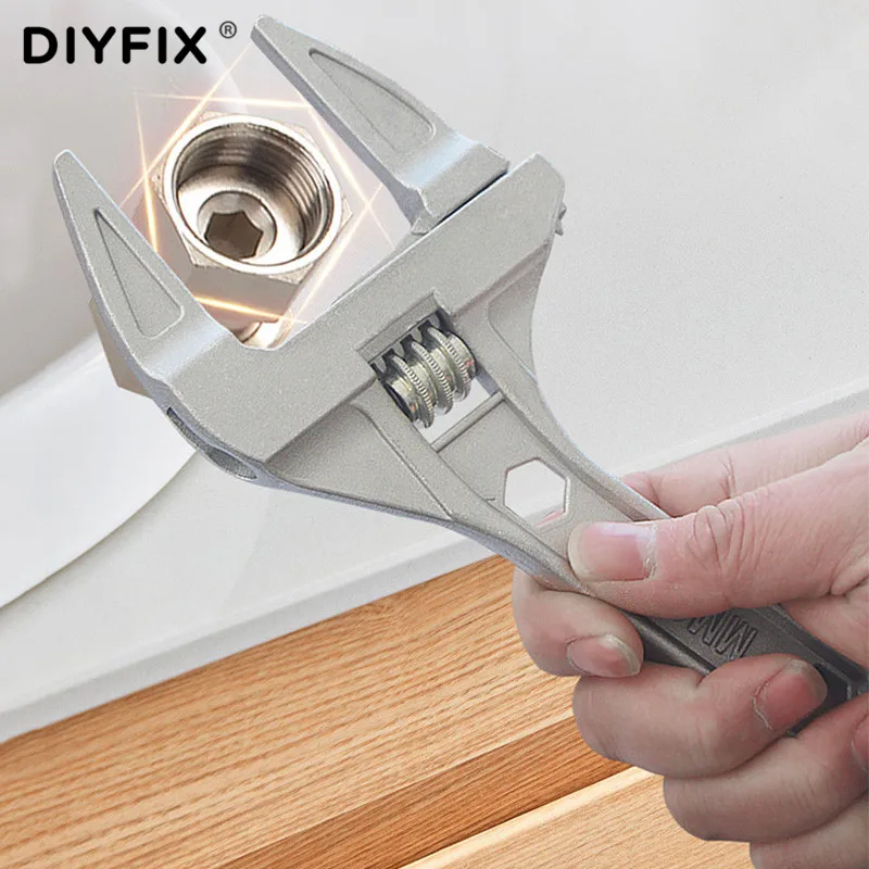 DIYFIX 1pc Multifunctional Sink H-type Wrench 6-68mm Aluninium Alloy Snap Short Shank Adjustable Spanner Plumbing Bathroom Tool