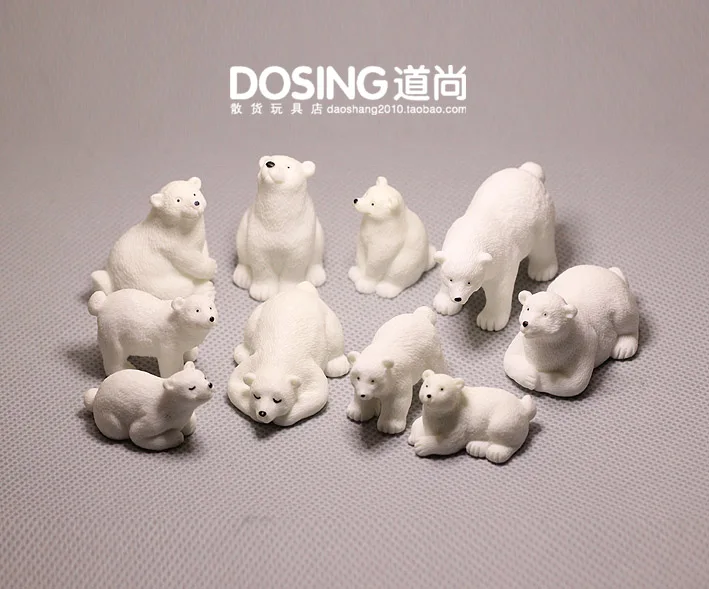 Wild Animal Small Polar Bear Model Ornaments Little White Bears Fairy Garden Miniature Accessories Action Figures Figurine Toys