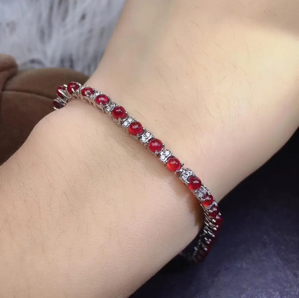 KJJEAXCMY fine jewelry natural Ruby 925 sterling silver new gemstone women's hand bracelet support test noble