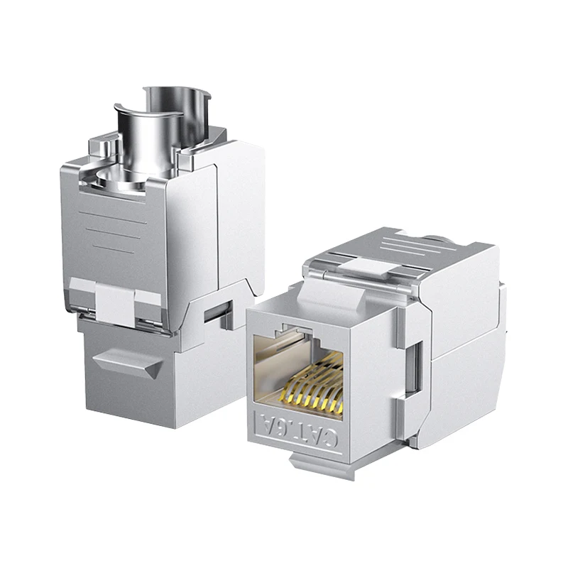 RJ45 Keystone Jack Module CAT8 Cat7 CAT6A Gereedschapsloze STP Afgeschermde Zelfsluitende CAT6 CAT5E Zinklegering Netwerk Koppeling Adapter - afbeelding 2