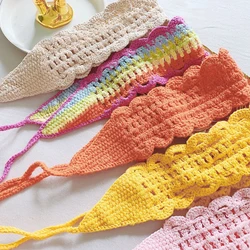 Turbante de malha de lã para mulheres e meninas, cabeça oca, hairband ajustável, acessórios artesanais para cabelo, turbante para senhora, crianças