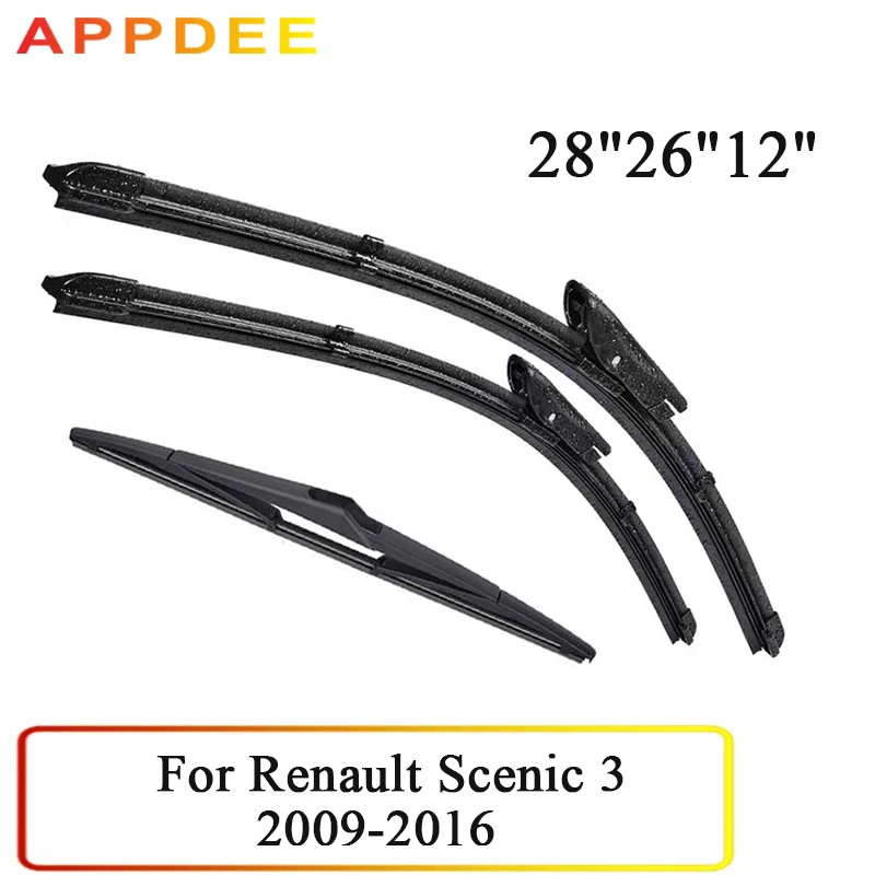 

Wiper Front & Rear Wiper Blades Set For Renault Scenic 3 / Grand 2009-2016 2015 2014 2013 2012 Windshield Windscreen 28"26"12"