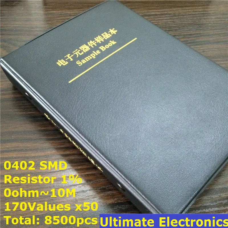 

0402 SMD Resistor Sample Book 170values*50pcs=8500pcs 1% 0ohm to 10M Chip Resistor Assorted Kit