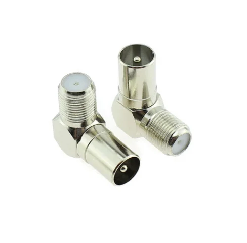 2pcs F Female to RF Male plug 90 Drgree Right Angle TV Aerial Connectors adapter