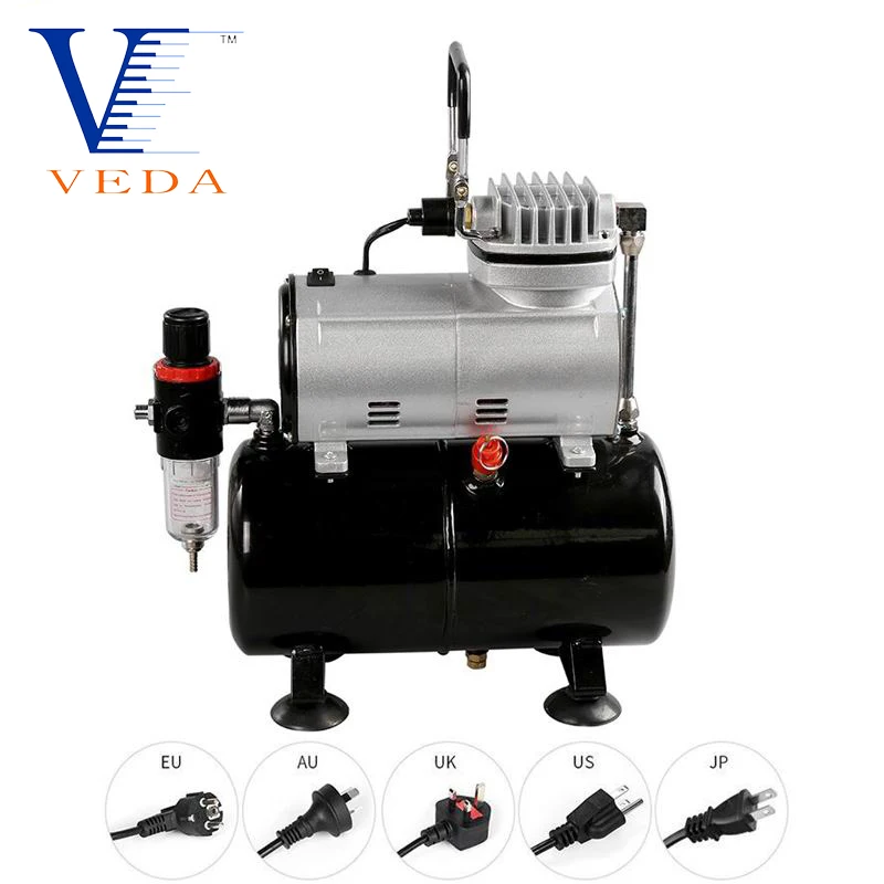 Professional Tool Mini Oil-less Air Compressor With Tank 1/5 Hp Piston Airbrush Compressor Spraying Gun Suit For Tattoo Manicure