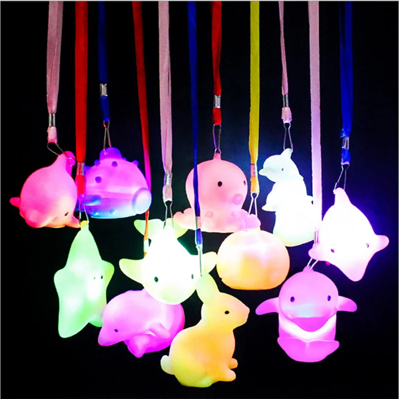 20pcs Led Party Supplies Lanyard Night Light LED Toy Glow Night Light Glow In The Dark Night Light Flashing Kids Christmas Gift