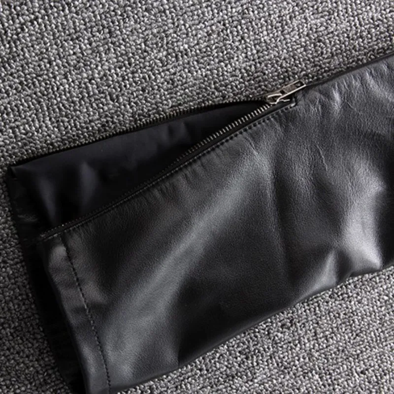 Men Slim Motorcycle Cowhide Trousers Brand Windproof 100% Real Leather Skinny Pants Street Punk Black Zipper Pants Plus Size 4XL