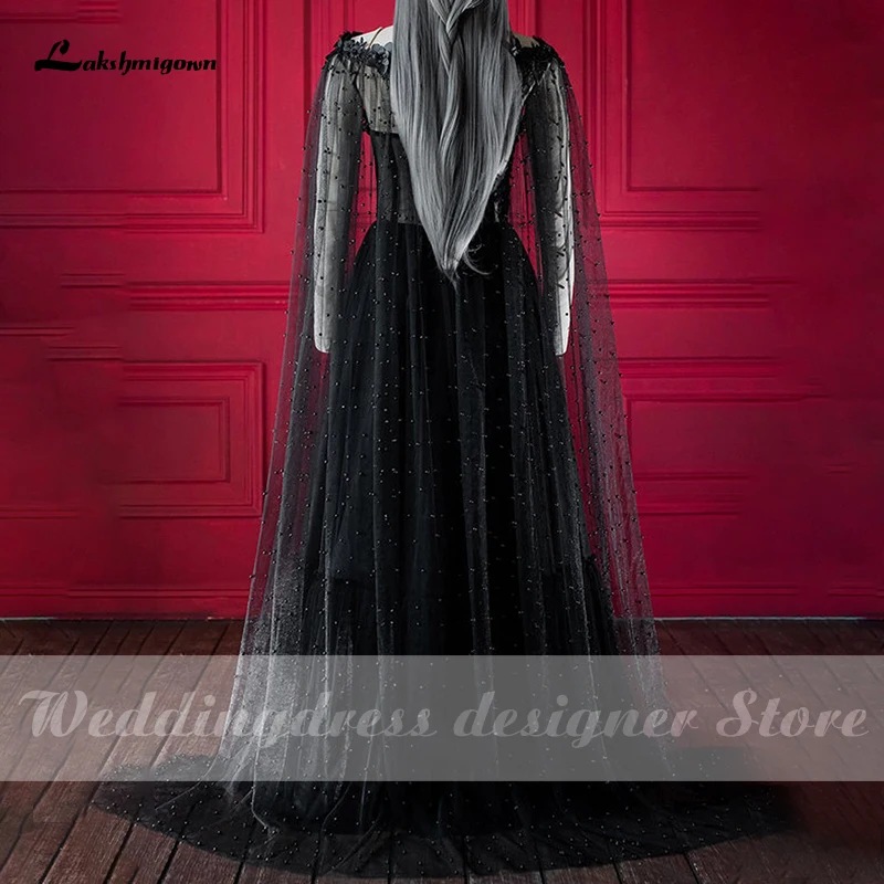 Lakshmigown – robe de mariée noire style gothique, robe fantaisie, tenue de mariage, avec corsage Corset, pour Halloween