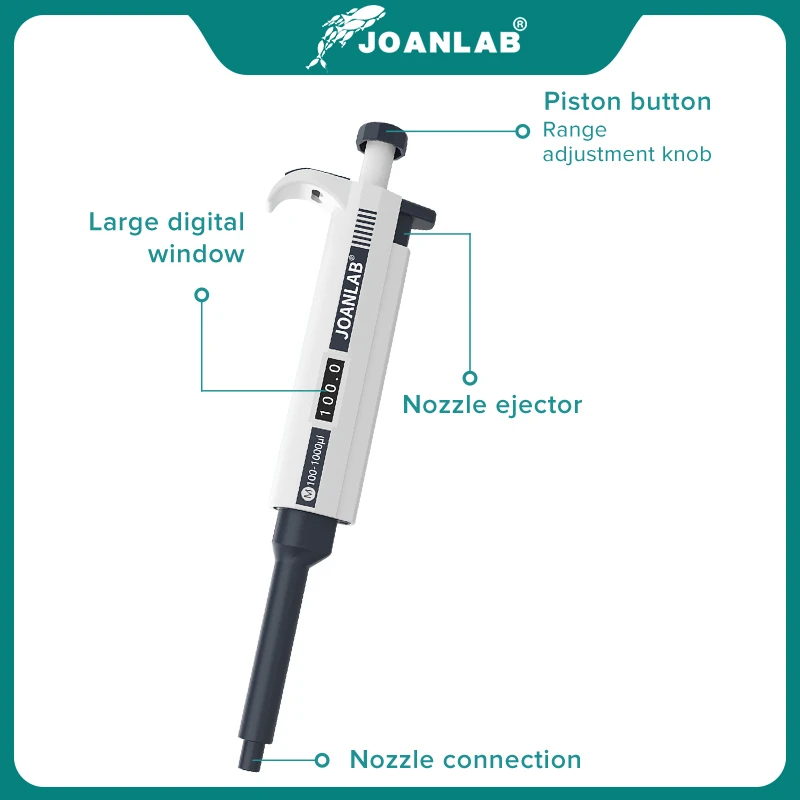 JOANLAB Official Store Laboratory Pipette Plastic Single Channel Digital Adjustable Micropipette Lab Equipment With Pipette Tips