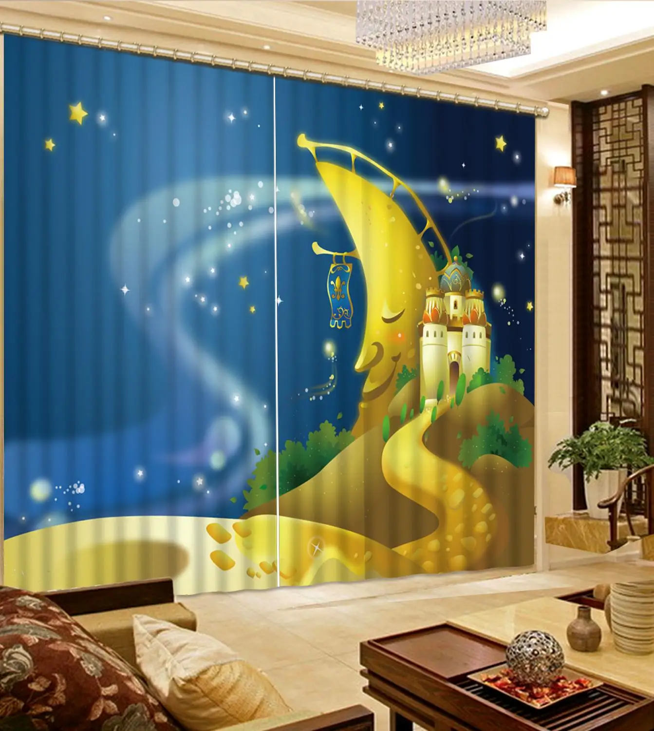 

3D curtains custom Moon castle blackout curtains for living room bedroom curtain home window