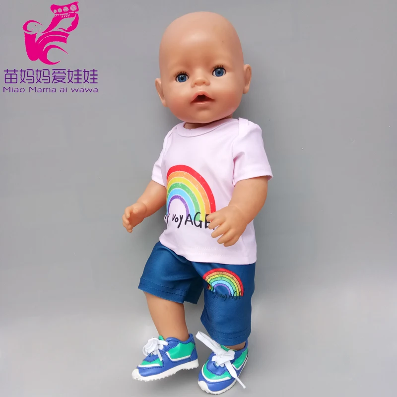 18 Inch Meisje Pop Regenboog Pak Voor 18 Inch Reborn Baby Pop Kleding Accessoires