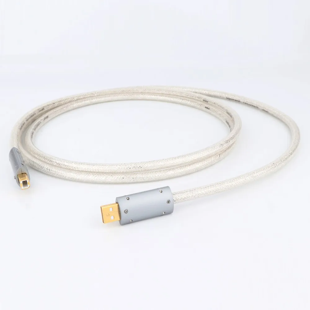 QED OCC Kabel USB A ke B DAC Berlapis Perak Kabel USB HIFI Data Kabel Hifi USB Hi-End DAC