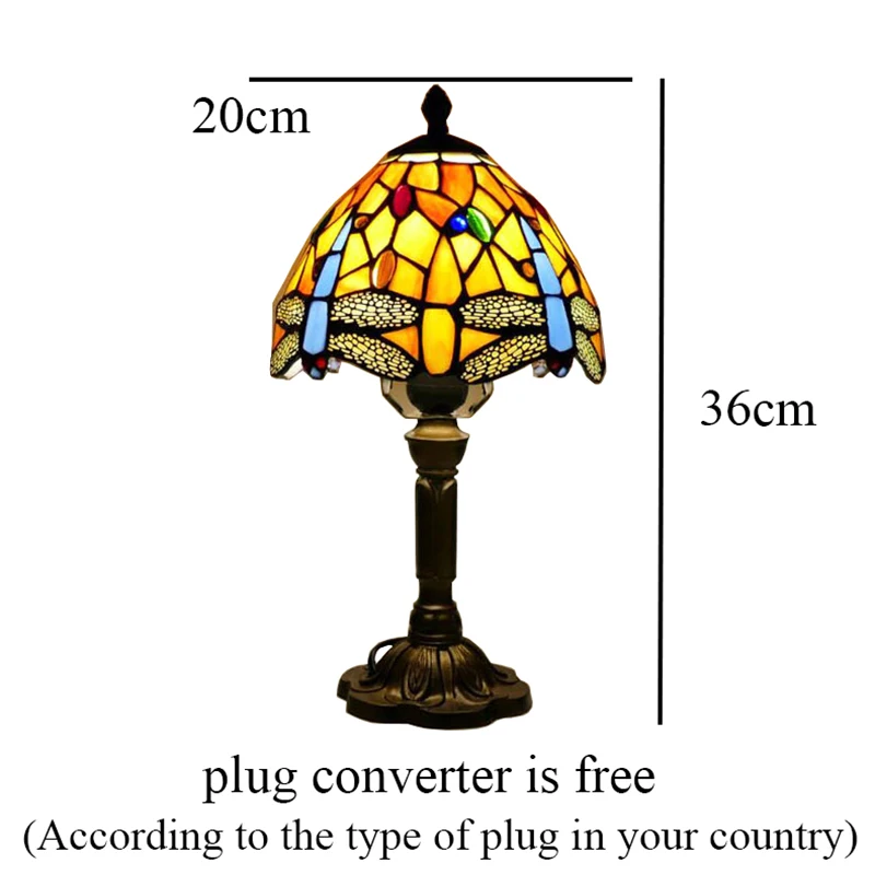 Table lamp Tiffany Art Creativity Mediterranean Style E27 Bedside Lamp Stained Glass Lampshade For Nightstand Bedroom Study