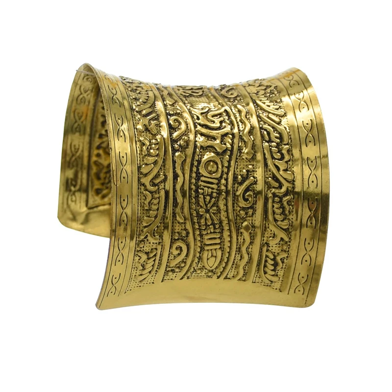 Vintage Carve Pattern Bangle Open Adjustable Wide Cuff Bangle Bracelets Ethnic Antique For Women Jewelry Accessories