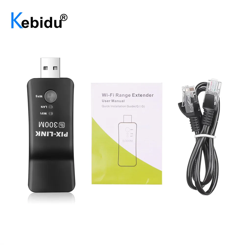 Kebidu Universal Wireless TV Network Wifi Adapter WPS 300Mbps Wi-fi Repeater RJ-45 Network Cable For Samsung Sony HDTV