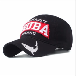 New Fashion ARUBA shark Embroidery Baseball Cap Men Women one happy island letter sport Casual Cotton sun dad hat headwear cap