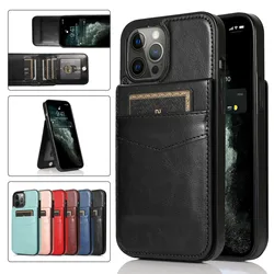 Luxury Case for iPhone 16 15 14 11 12 13 Mini Pro X XS Max Plus XR Wallet Cover with Cards Holder Leather Phone Bags Funda Coque