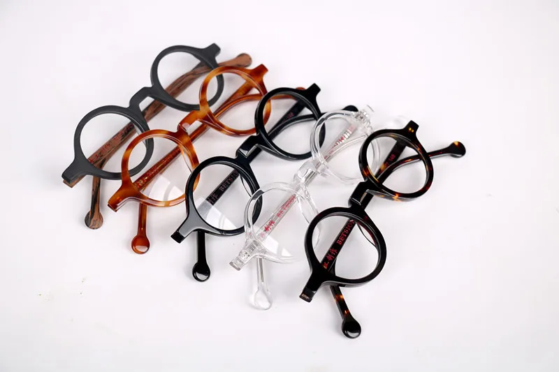 Acetat Vintage Kleine Runde Brille Männer Brillen Rahmen Frauen Optische Verordnung Spektakel Klare Brillen – Detail 5