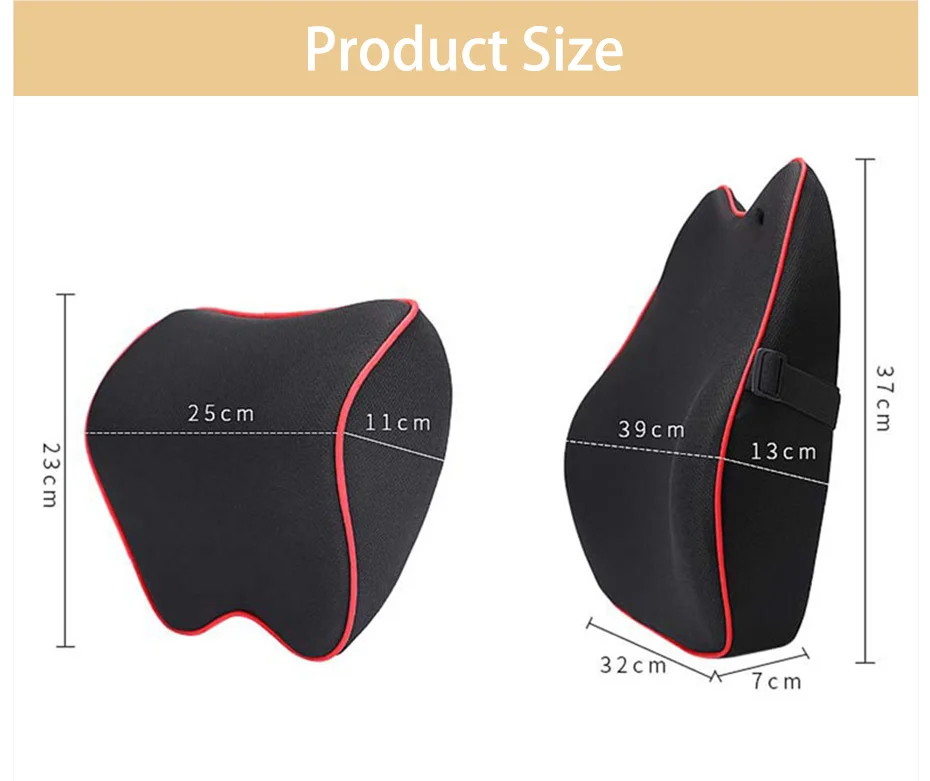 Memory Cotton Foam Auto Nacken kissen Kopfstütze für Auto kissen Lendenwirbel säule atmungsaktive Autos itz kissen Taillen stütze – Detail 6