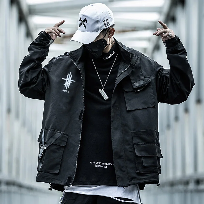 11 BYBB\'S DARK 2021 Tactics Jackets Black Cargo Windbreaker Streetwear Multi-pocket Hoody Jacket Fashion Autumn Coats Male GB137