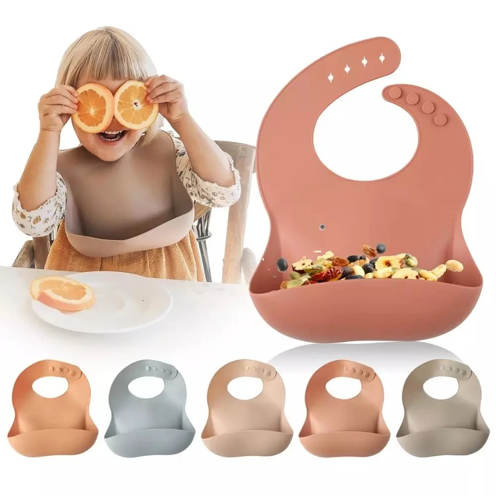 Let'S Make 1pc Silicone Bibs For Kids Newborn Baby Feeding Tableware Waterproff Baby Bibs For Toddler Breakfast Feedings