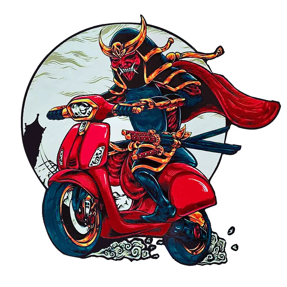 Japanese Ghost Knight Red-Bull Reflective helmet motorcycle moto bike Reflective Sticker Decal Waterproof Whole SET