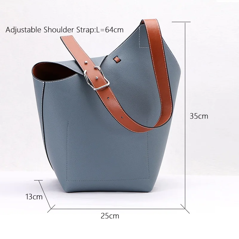 Free Gift 2022 Trend Women Brand Shoulder Bags 100% Genuine Leather Female Fashion Designer Shopper Tote Handbags Bucket Purses