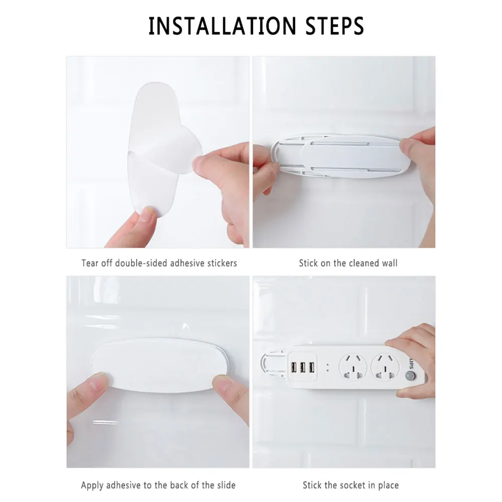 Punch-Free Socket Wall-mounted Fixer Cable Multi-Function Fixator Self-Adhesive Cable Wire Organizer Seamless Socket Fixator
