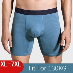 Mais tamanho longo boxer shorts calcinha homem roupa interior alongar boxers de alta qualidade algodão confortável respirável longo perna cueca