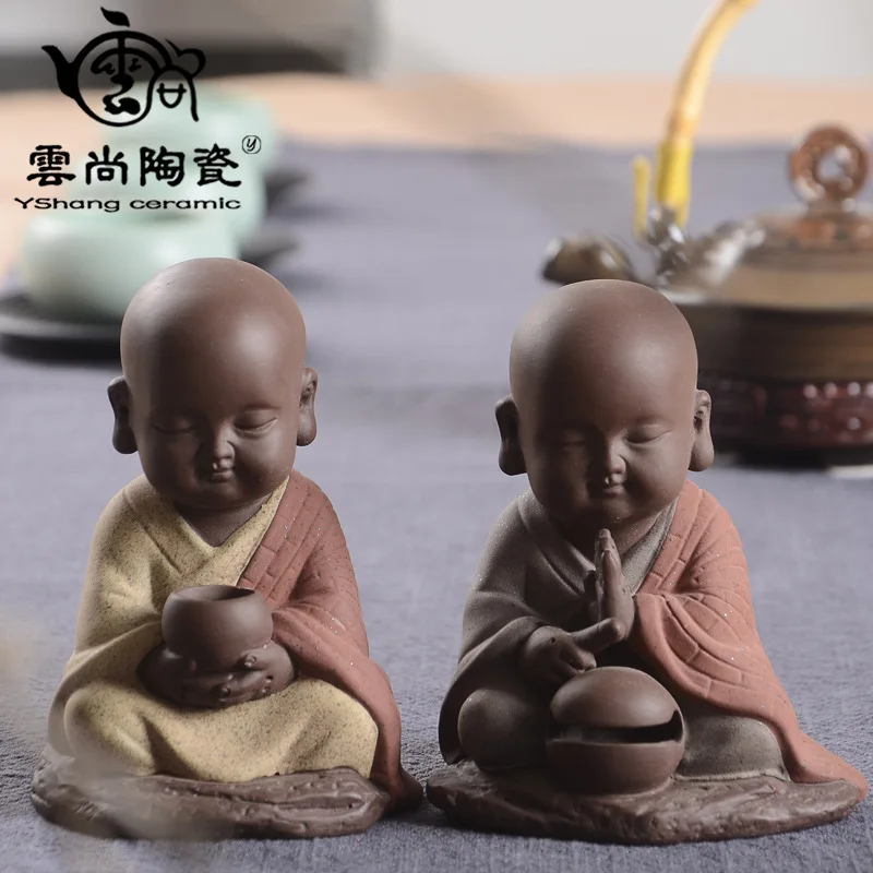 Buddha Car Decoration Creative Boutique Purple Sand Buddha Monk Tea Pet Ceramic Home Decoration Accessories