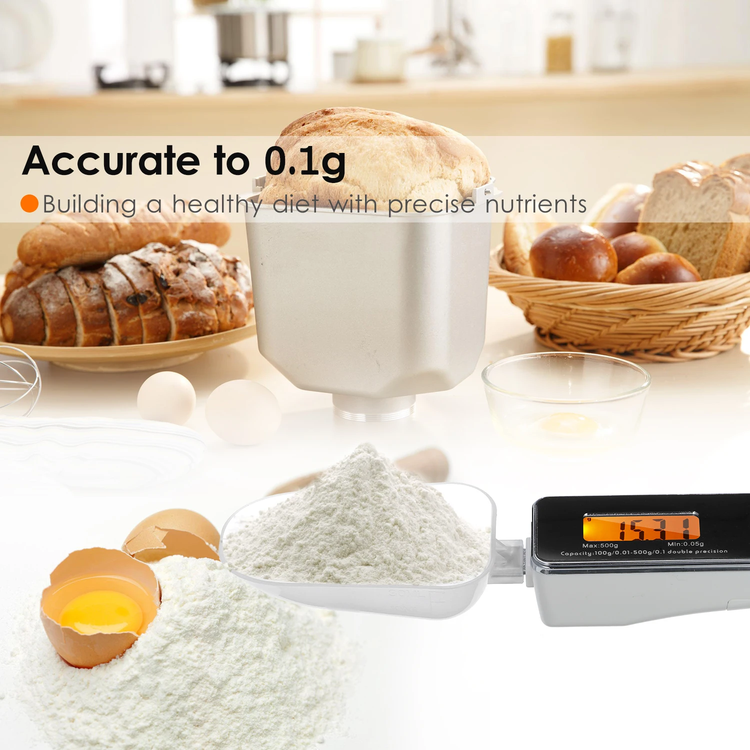 KKmoon Digital Spoon Scale Electronic Measuring Spoon Scale Kitchen Spoon Scale Food Scale Tare Function Capacity 0.05g-500g