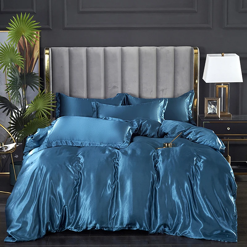 High-end Satin Duvet Cover Queen Quilt Cover Full Twin King Size Quilt Cover 230*260  No Pillowcase Does Not Include Any Filler