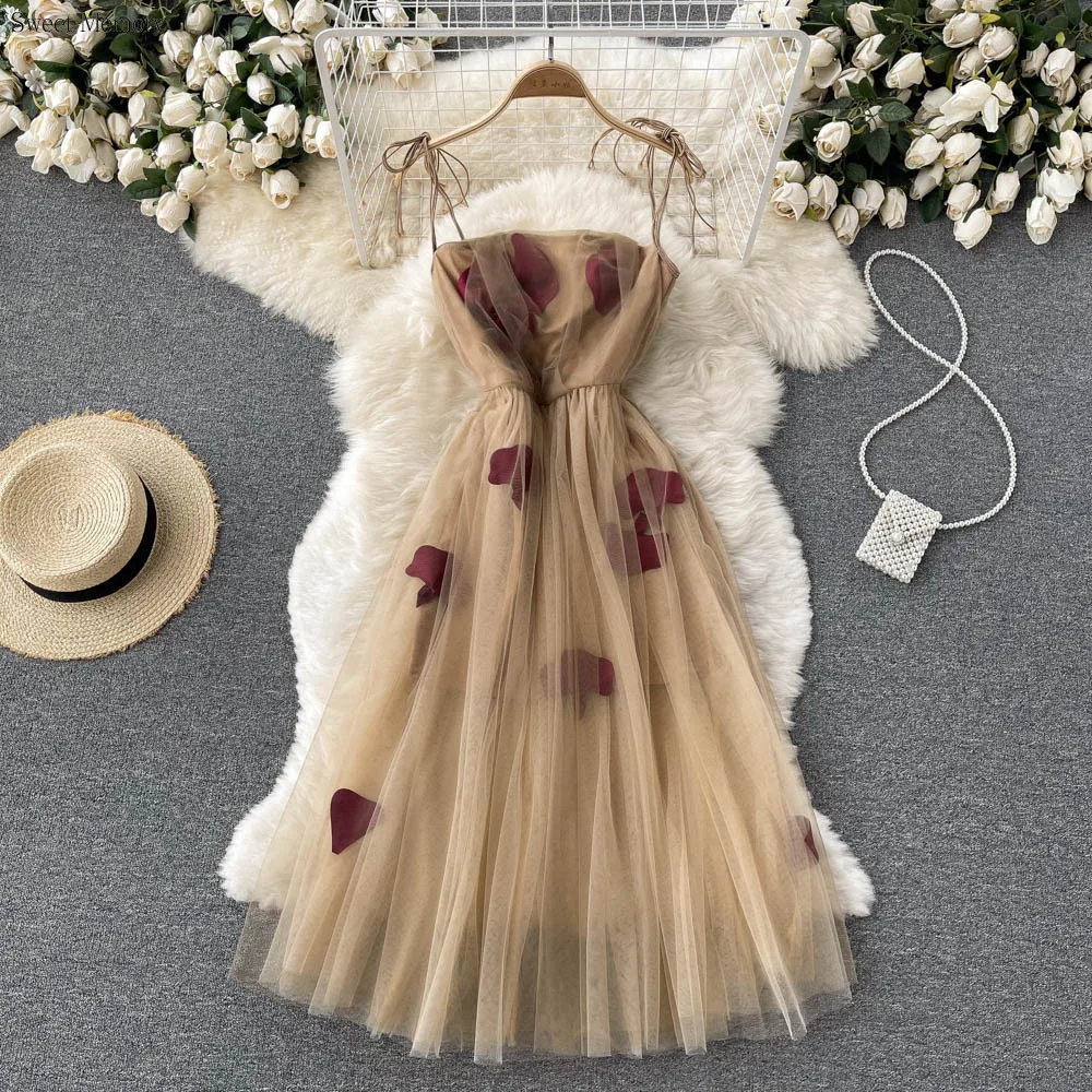 

D2170 Sweet Memory 2022 Summer Sexy Cocktail Dresses Women Tea-Length Tulle Netting Party Dress Girl Birthday Robe