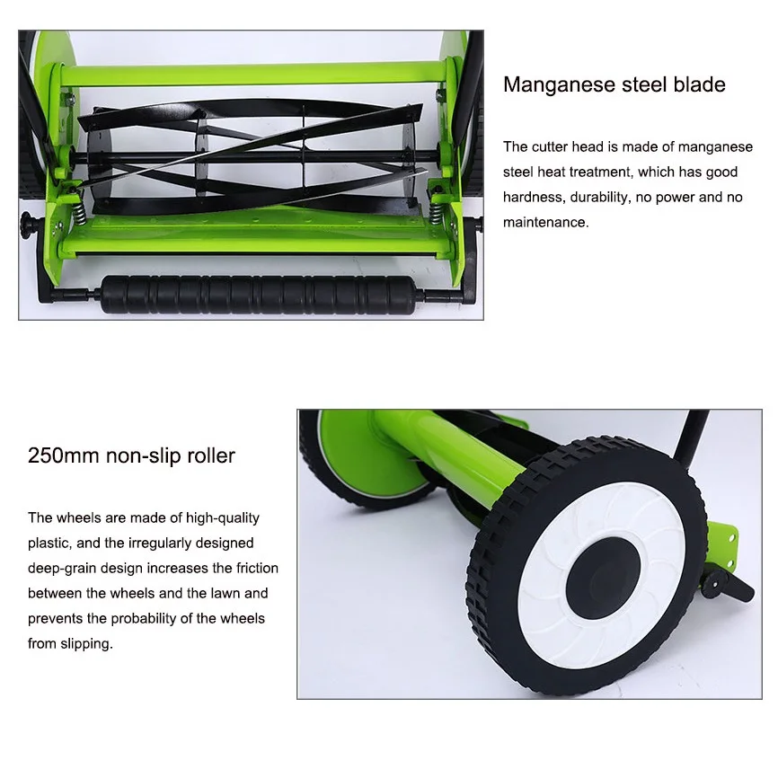 12/16/20 Inch Lawn Mower Hand-push Garden Tool Greenworks Charging-free Fuel-free Hob-type Football Field Practice Enjoy Outdoor