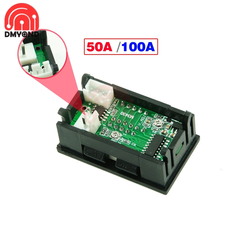 Dc 100v 50a Digital Voltmeter Ammeter Volt Amp Meter Voltmeter Ampermeter + 50A75mV FL-2 50A 75mV Shunt Voltmeter Car Module