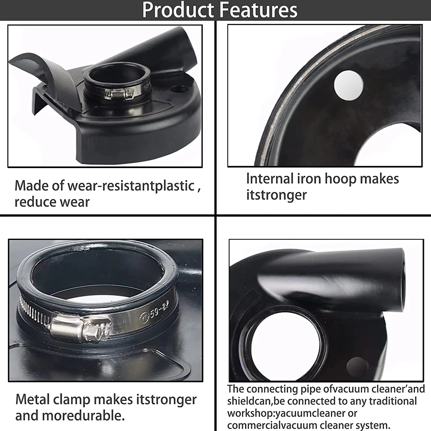 เครื่องบดมุม7นิ้วฝุ่นฝุ่นฝาครอบ Dustless สูญญากาศพื้นผิว Universal 4Pcs ตำแหน่งแหวน,สำหรับหินแกรนิต