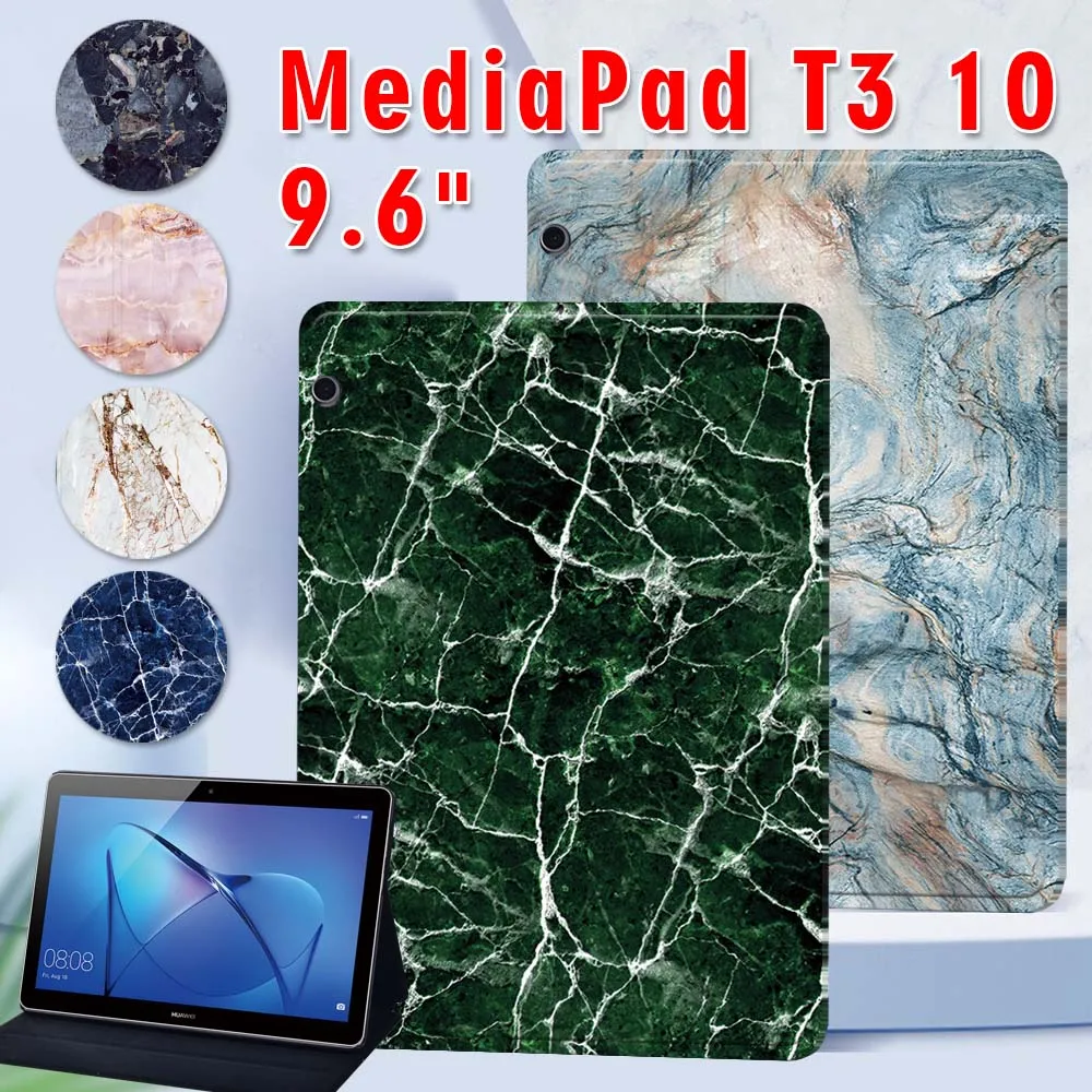 

Marble Series Pattern Case for Huawei MediaPad T3 10 9.6 Inch PU Leather Stand Tablet Cover