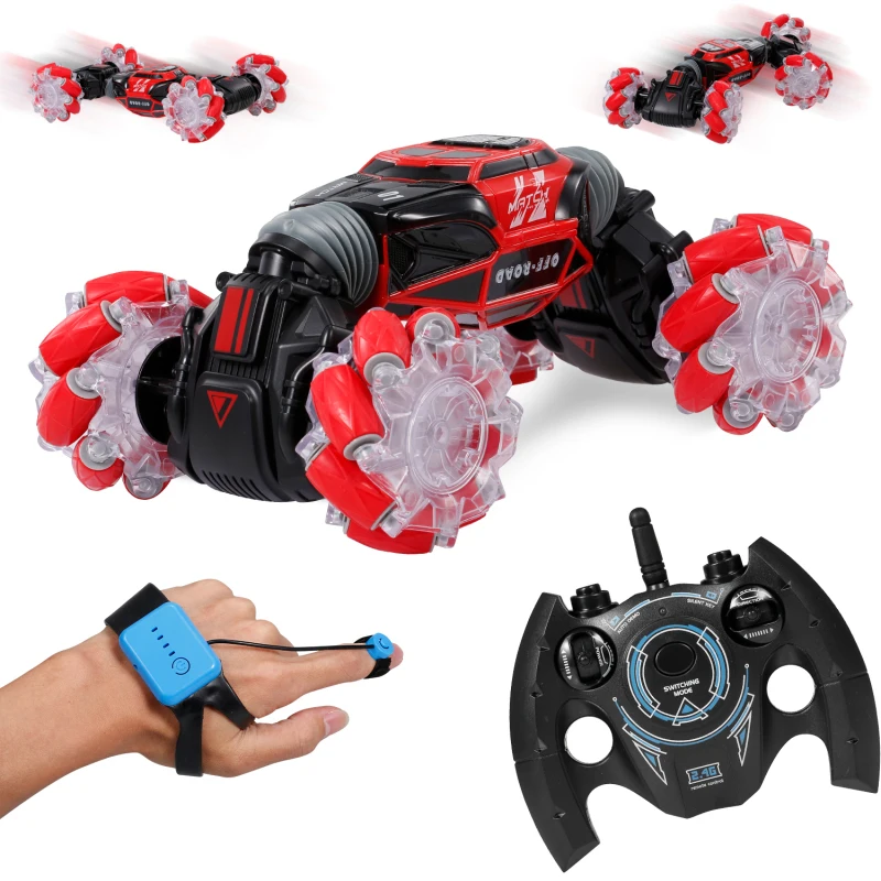 4WD RC Stunt Car Watch Gesture Sensor Control with Light  Music RC Drift Car One-click Deformation 2.4G RC Car Toys For Children