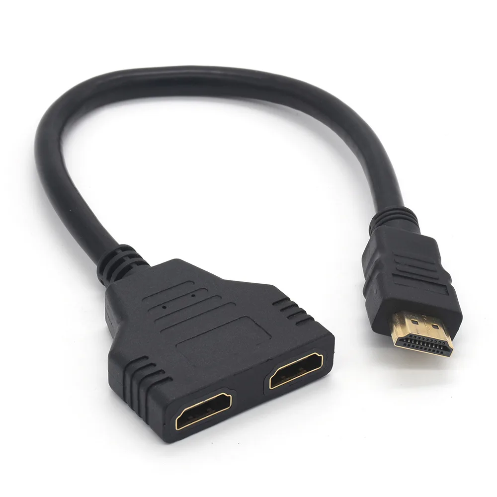 Uma entrada dois saída hdmi divisor compatível 1x2 duplo adaptador cabo hdmi divisor compatível