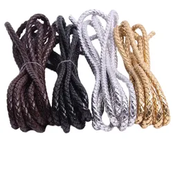 REGELIN 5meter 3/4/5/6mm Brown Braided PU Leather Bracelet Findings Round Leather Cord String Rope DIY Necklace Bracelet Making