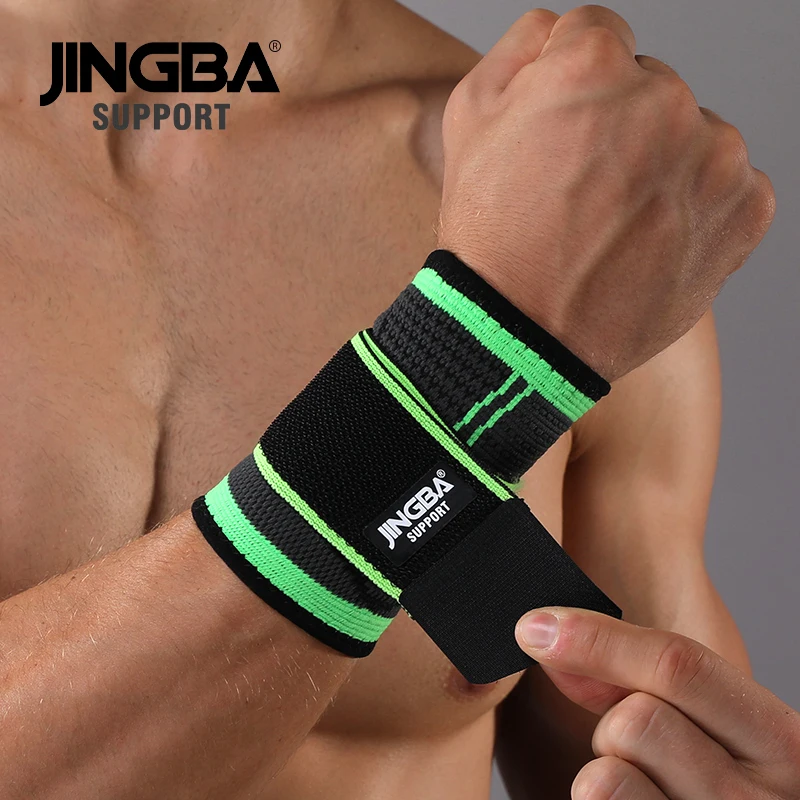 JINGBA-muñequera de nailon para hombre, muñequera de soporte para bádminton, tenis, vendaje de levantamiento de pesas, equipo de protección