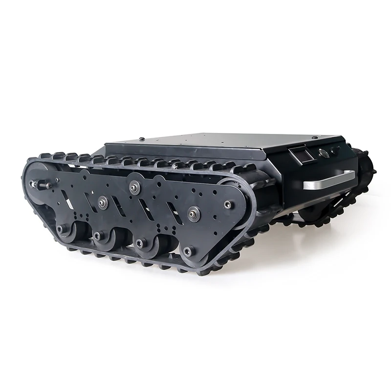 50KG Load Large Metal Smart Crawler Robot Tank Chassis Kit Pure Rubber Track Stainless Steel High Torque DC Motor DIY Assembled