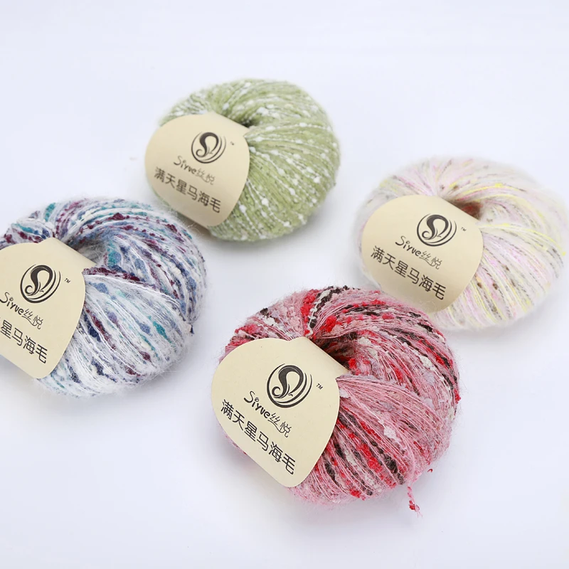 50g Colored Dotted Mohair Yarn Skin-friendly Mohair Yarn DIY Woven Soft Sweater Scarf Crochet Threads