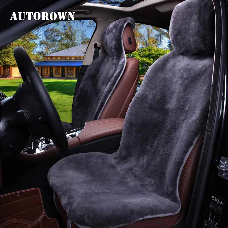 AUTOROWN Genuine Australian Sheepskin Short Wool Car Seat Cover Warm Soft Universal Size Auto Interior Accessories Free Shipping