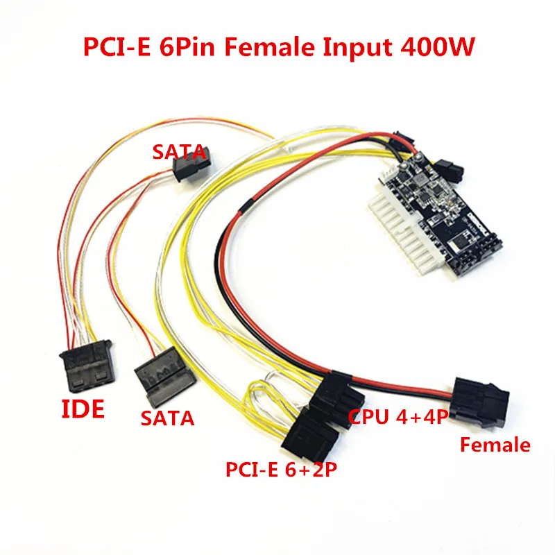 PCI-E 6Pin أنثى/ذكر المدخلات DC-ATX-400W وحدة امدادات الطاقة Swithc بيكو PSU Mini ITX عالية DC-ATX 24Pin وحدة الطاقة ITX Z1