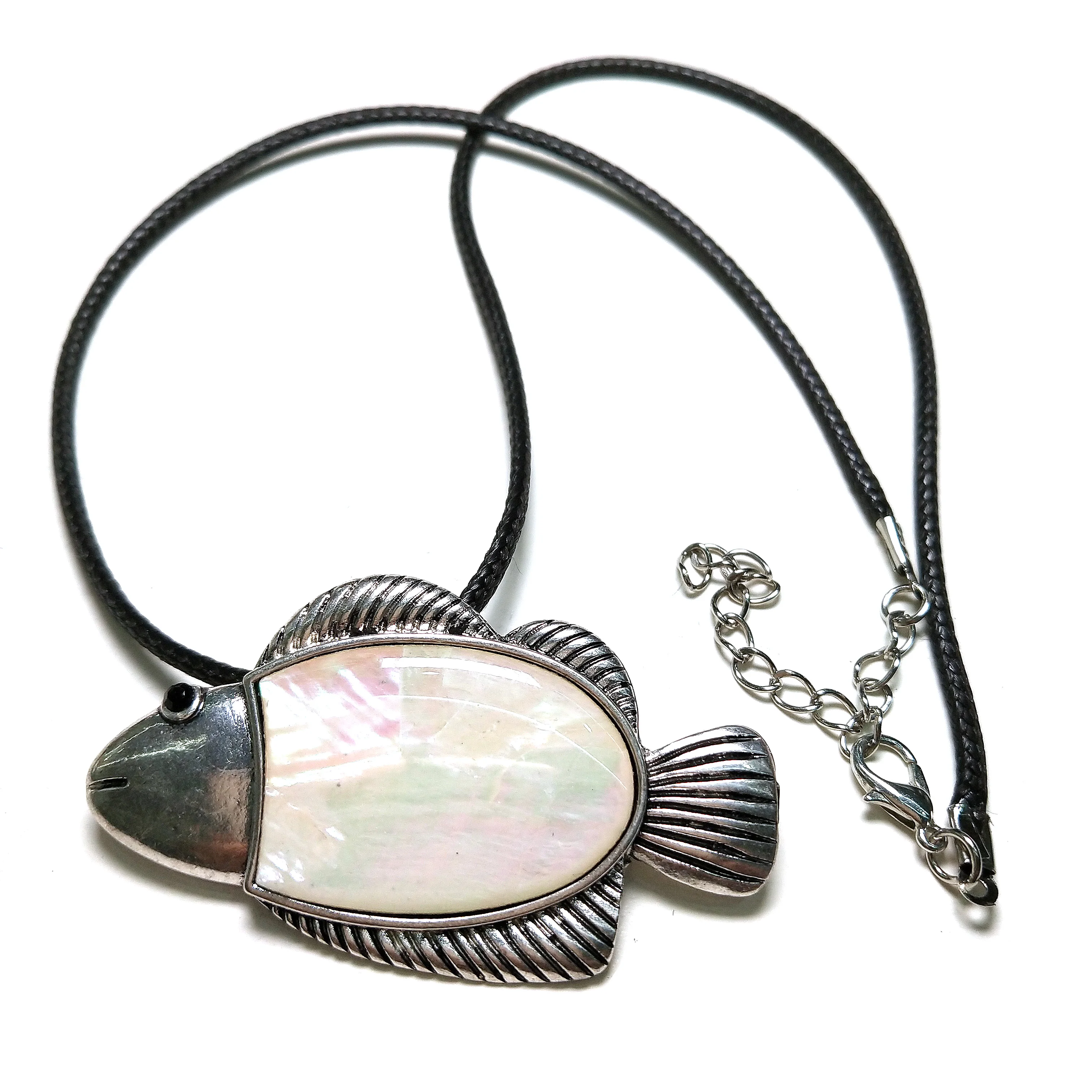 Pingente de concha feminino, acessório de corrente de couro em forma de peixe, suprimentos para faça você mesmo