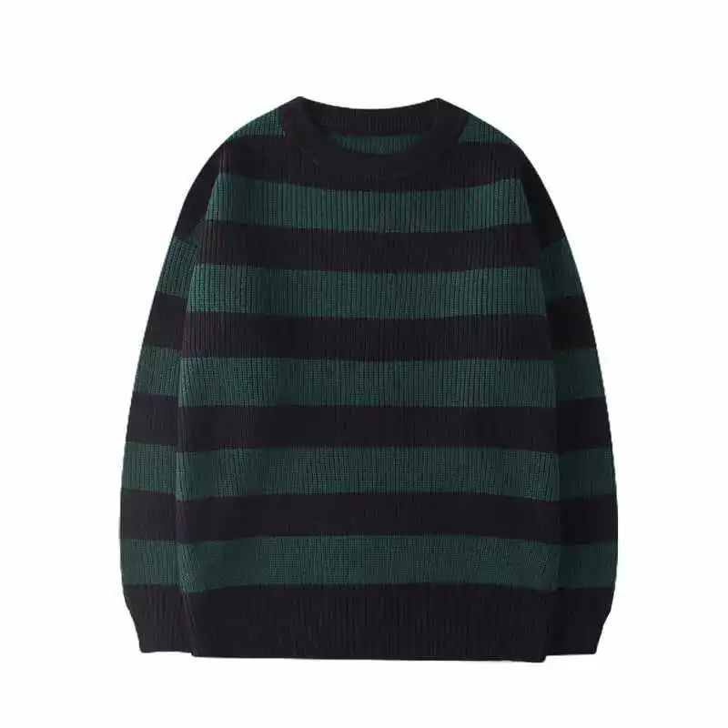 Vintage knitted sweater men\'s Harajuku casual cotton Pullover Tate Langdon sweater same striped couple top autumn 2021