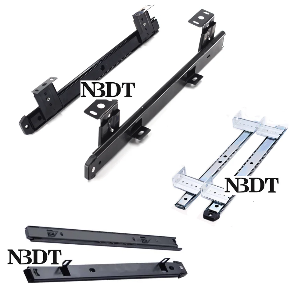 

1Pair Ball Bearing Pull Out Slide Rail Plastic Wooden Keyboard Tray Hanging Bracket Side Mounting PC Desk