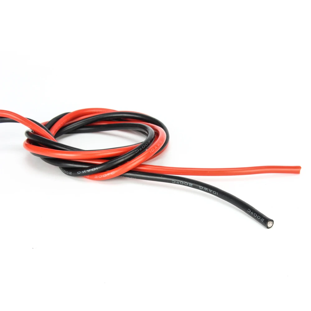 1M black+1M red Silicone Wire 6 10 12 14 16 18 20 22 24 AWG Flexible Tinned Copper Electronic Cables For RC Airplane Car Drone